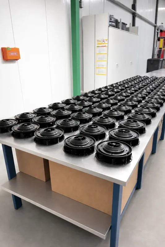 Assembly of rooftop ventilators